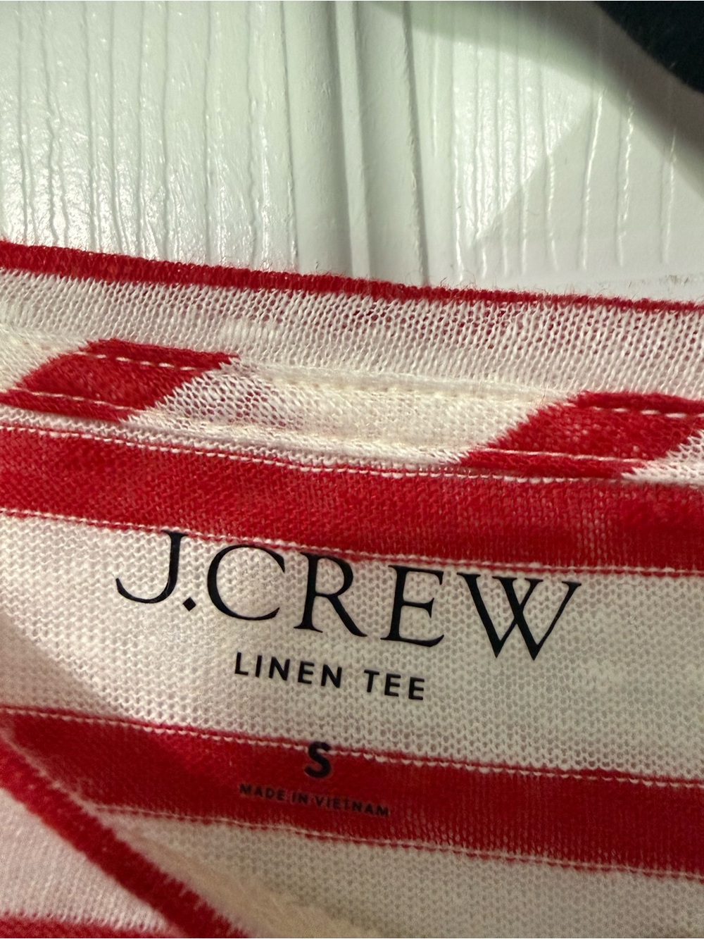 J. Crew NWT 100% Linen Red Striped Short Sleeve Tee- S - Picture 4 of 7